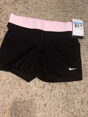 Nike Black Athletic Shorts with Pink Waistband